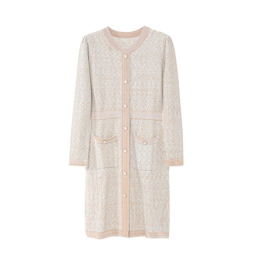 「自」全新升级【铂金会员330/天猫449/差价119】(71234)洛诗琳新款圆领针织连衣裙2025秋冬撞色小香风修身中长裙 商品图4