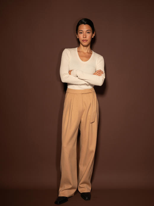 Puree｜#1221 Belted pants 羊绒羊毛双面绒腰带打褶长裤 [  浅蓝 / 浅驼 / 浅灰 ] 商品图3