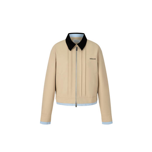 HERLIAN2025年秋季新品女士格纹拼接撞色翻领工装夹克外套 商品图4