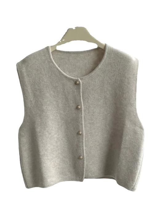 温柔系单排扣小金扣子圆领显瘦针织马甲背心 女韩系宽松坎肩上衣女 商品图4