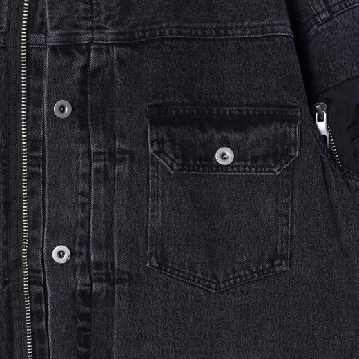 H302SDSA秋冬新款痞帅男装韩版侧边拉链设计假两件翻领牛仔夹克外套 商品图3