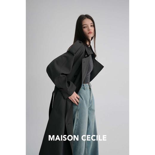 MAISON CECILE 两色|天丝羊毛抗皱垂感松弛廓形双排扣翻领长风衣 商品图1