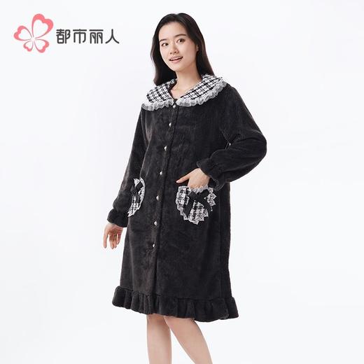 都市丽人女士睡衣女装雪花绒睡衣女士家居服法兰绒单件袍LHH7B6 商品图1