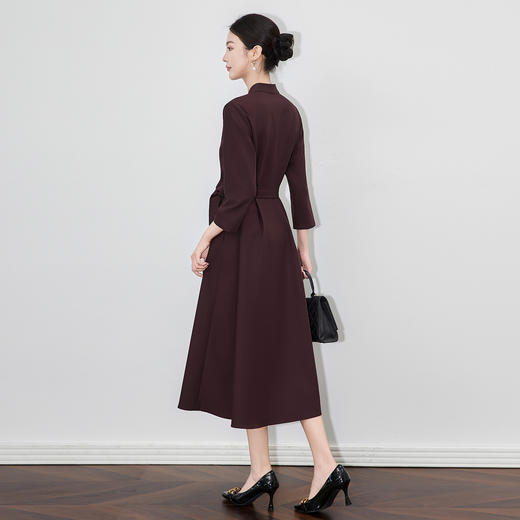 「高货wl」全新升级【铂金会员404/天猫539/差价135】(92307)洛诗琳复古老钱风连衣裙2025秋季立体扣收腰系带大摆裙 商品图2