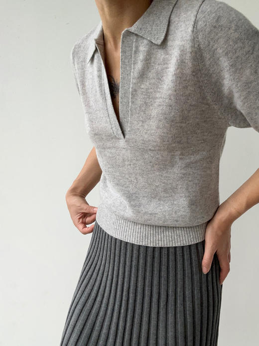 Puree｜#1975 Cashmere summer polo 羊绒polo领短袖上衣 [  白 / 灰 / 蓝  ] 商品图2