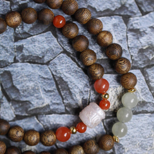 【青山特惠】6mm 47颗 绿棋楠【羽菲】双圈沉香手串 c10 商品图4