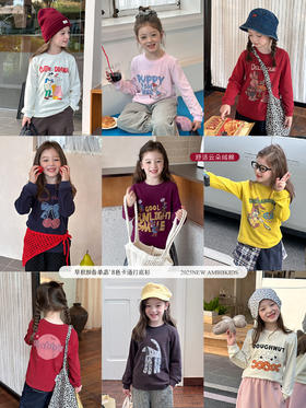 宸之昊童装儿童宝宝舒适云朵绒棉休闲韩版长袖T恤卡通打底衫★