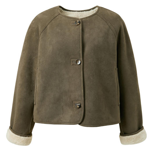 三彩2025冬季新款仿麂皮环保皮草两面穿毛毛外套短款保暖M 商品图4