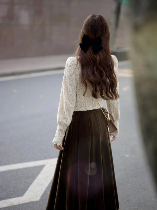 【白图lulu定制】【流心丝绒半裙】光泽感 金丝绒 百褶裙 商品图11