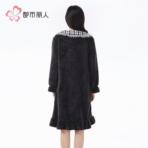都市丽人女士睡衣女装雪花绒睡衣女士家居服法兰绒单件袍LHH7B6 商品图3