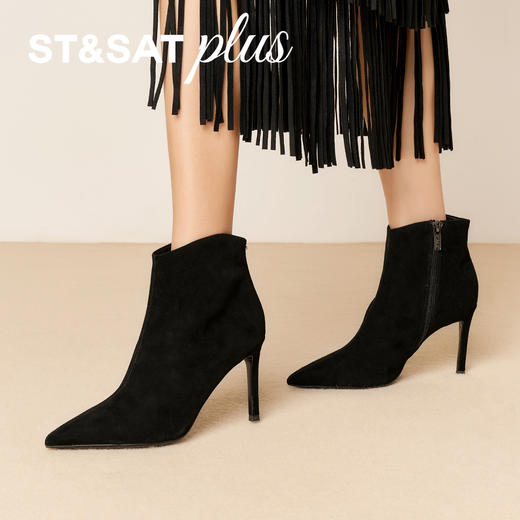 星期六高贵气质尖头细跟短靴SSD4116580 商品图3
