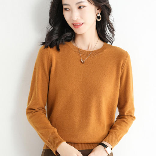 秋季新款新品秋冬季新款套头毛衣女修身纯色针织衫长袖圆领打底短款 商品图1