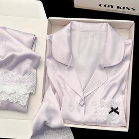 「洛诗琳维密代工厂定制 大牌 提花睡衣」2025秋季法式定制提花氛围感家居服套装薄款长袖长裤睡衣两件套(7天左右发货)99406