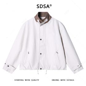 J53112SDSA男士秋冬新款痞帅男装复古拼皮立领夹克外套宽松百搭简约上衣