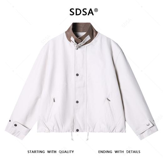 J53112SDSA男士秋冬新款痞帅男装复古拼皮立领夹克外套宽松百搭简约上衣 商品图0