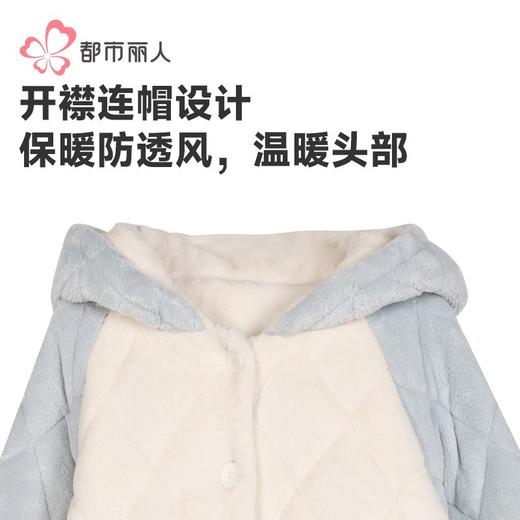 都市丽人法兰绒夹棉睡衣女士家居服长袖长裤加厚夹棉套装LHH0C7 商品图5