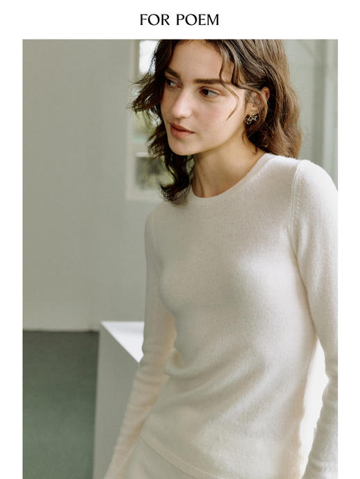 ForPoem 现货 25/FW原创设计简约圆领羊绒羊毛针织衫内搭打底衫上衣 商品图3