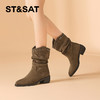 【绒里可选】星期六美拉德西部复古尖头堆堆靴SSD4116E6T 商品缩略图1