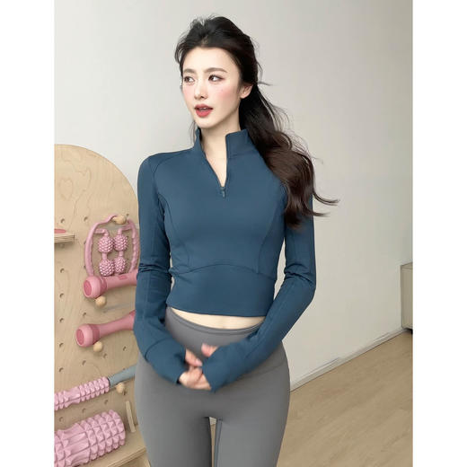 【限时秒】YOGACODE【火树银花系列】云感暖绒锁温秋冬加厚立领修身收腰显瘦瑜伽服上衣DWT125489 商品图1