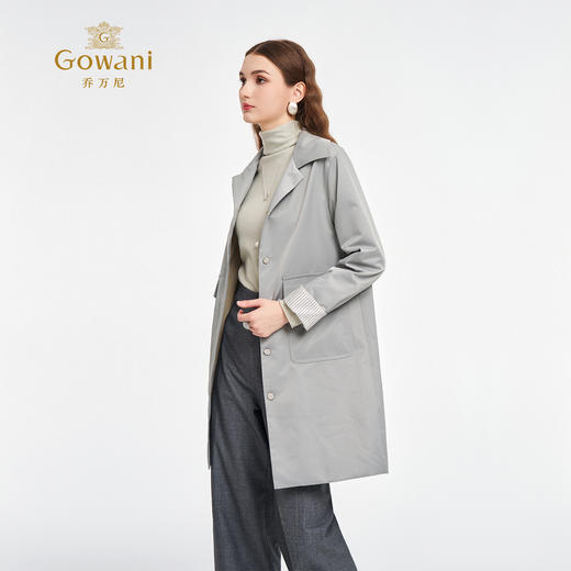 乔万尼2025秋新品通勤挺括有型H型宽松中长款风衣ED3A269 商品图2