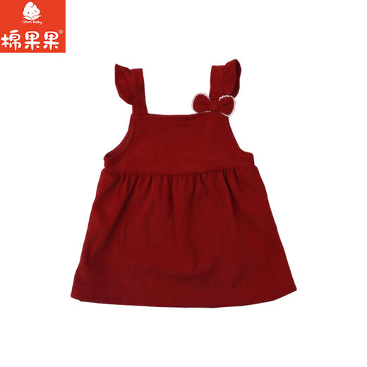 棉果果冬季新品新年款女童中国红喜庆节日氛围抽条针织背心裙M522702425774 商品图1