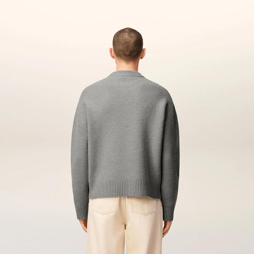 AMI 男女同款心形徽标嵌花混纺羊毛针织衫 灰色 UKS836 KN0135 058 商品图2