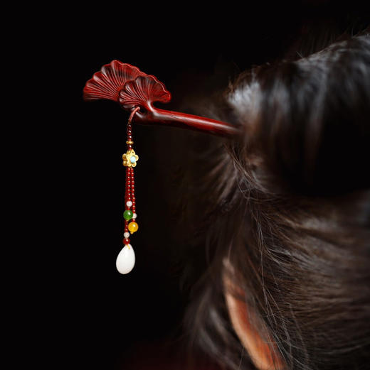 【青山特惠】小叶紫檀【银杏】发簪 s25 商品图8