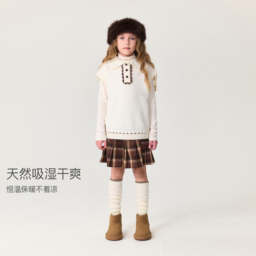 【100%绵羊毛】马克珍妮女童花边POLO领针织毛衣2025年冬装551889 商品图1