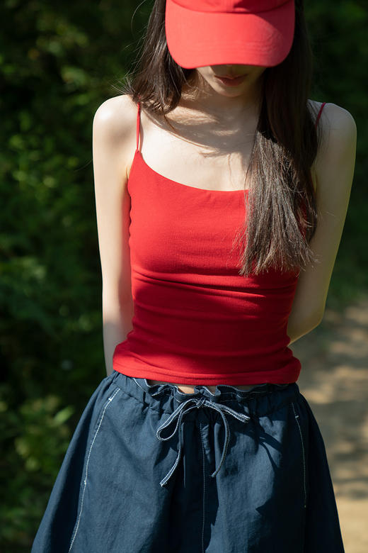 靴下物带胸垫吊带背心女2025新款红色内搭上衣女外穿收副乳显瘦 商品图5