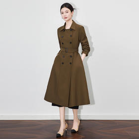 「高货wl」全新升级【铂金会员441/天猫599/差价158】(92931)洛诗琳复古双排扣中长款风衣2025秋季修身收腰系带外套