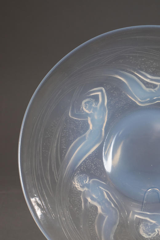 独角鹿西洋古董1921年法国顶级水晶工坊莱俪LALIQUE设计出品「ONDINES 水之精灵」主题欧泊水晶碗及浅口盘 商品图6