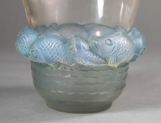 独角鹿西洋古董1930年法国顶级水晶工坊莱俪LALIQUE设计出品「PIRIAC 皮里亚克」主题欧泊水晶花瓶 商品图4