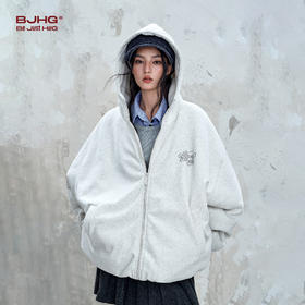 BJHG不计后果重磅休闲连帽卫衣男款秋2025新款印花暖皮开衫外套女