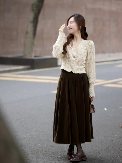 【白图lulu定制】【流心丝绒半裙】光泽感 金丝绒 百褶裙 商品图6