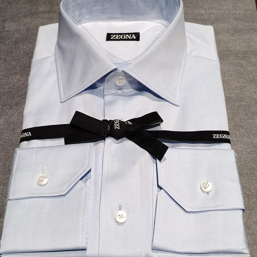 ZEGNA 杰尼亚 男士棉质长袖衬衫 浅蓝色 204002A2 9MS0JI 商品图0