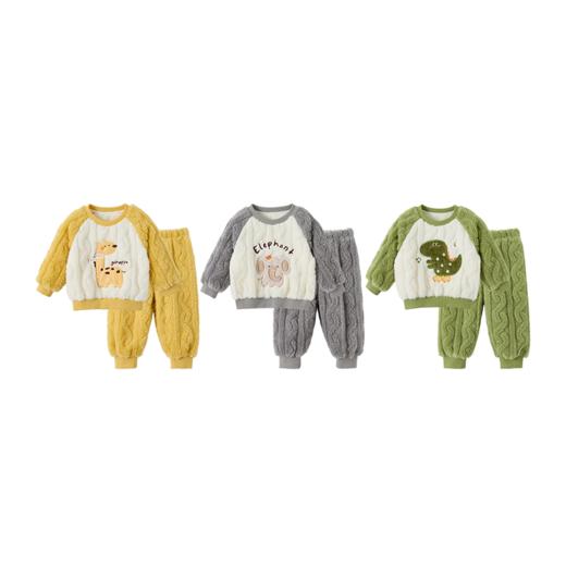 怡比萌宠动物园家居长袖圆领套装HY25WIN050晨灰/中黄/中绿/HY25WIN051紫90#-140# 商品图5