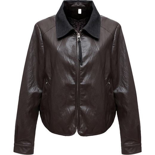 QYM SD58827-Y时尚皮衣外套洋气显瘦皮夹克拼接上衣 商品图4