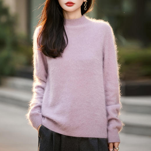 馥迦慵懒软糯拉绒拉毛无缝半高领羊毛衫 商品图6