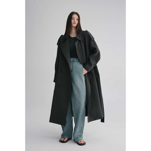 MAISON CECILE 两色|天丝羊毛抗皱垂感松弛廓形双排扣翻领长风衣 商品图0