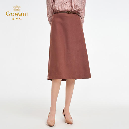 乔万尼新品复古烟熏红A字版型垂坠感显瘦半身裙ED3D239 商品图0