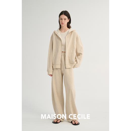MAISON CECILE 四色/春秋亚麻宽松连帽卫衣外套/松紧腰抽绳长裤 商品图2