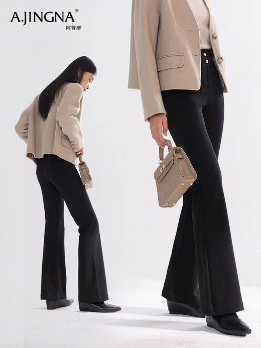 【弹力舒适】阿菁娜百搭修身微喇小黑裤F30D210002 商品图3