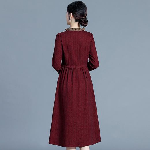 QYM 65099-Y时尚连衣裙长袖裙中长款系带收腰A字裙 商品图2