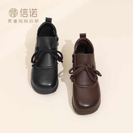 信诺中年妈妈棉鞋软底不累脚女鞋子舒适加绒休闲短靴2025新款冬季5M103-12D 商品图2