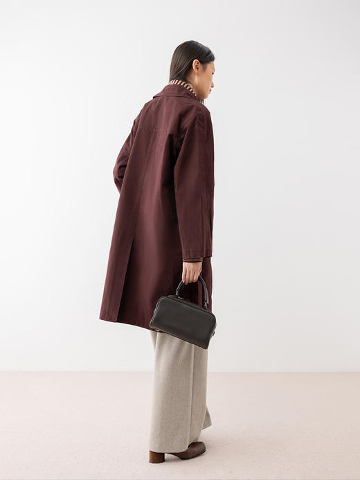 COCO ZONE 100棉复古文艺气质中长款翻领风衣外套 24C10015 商品图1