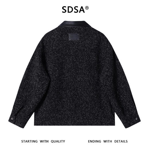 5574SDSA男士秋冬新款痞帅男装韩版小香风拼皮翻领夹克外套宽松百搭 商品图4