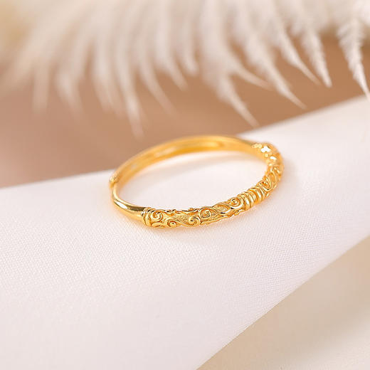 S999足银镀金金箍棒戒指亮金工艺，吉祥如意开口指环CW 商品图1