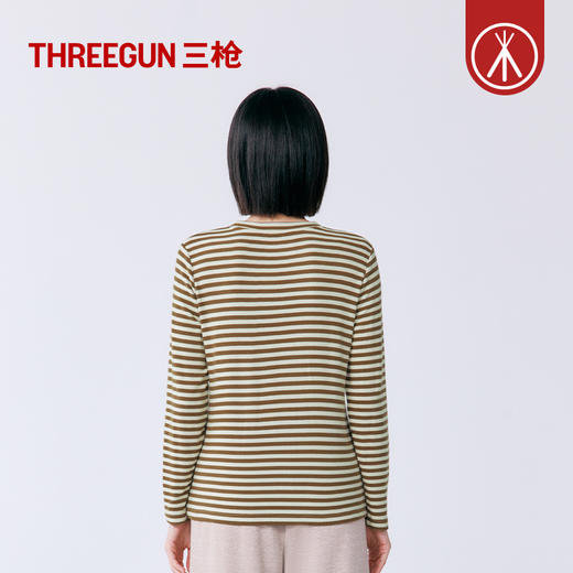Threegun三枪 雪绒花彩条圆领女衫-T20081A01 商品图12