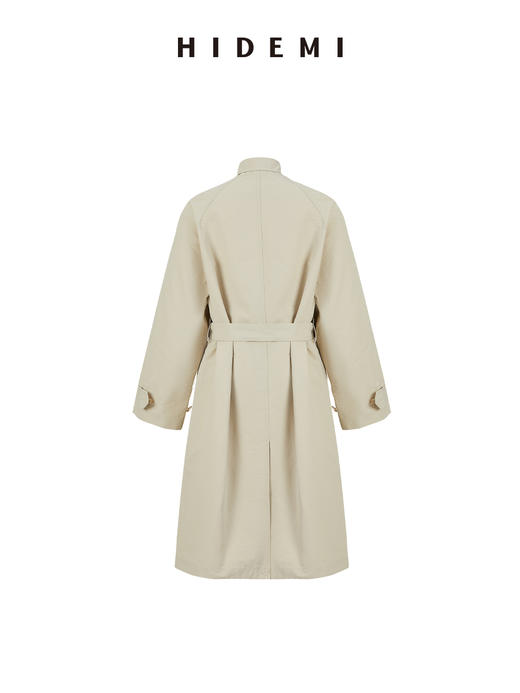 HIDEMI极简西装翻领形经典款风衣 黑色/米白色 商品图6