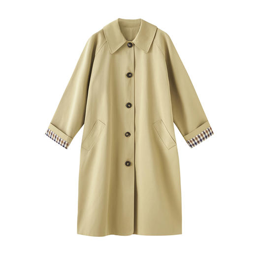 「高货wl」全新升级【铂金会员422/天猫569/差价147】(70311)洛诗琳复古英伦格纹拼接风衣2025秋季宽松中长款翻领外套 商品图4